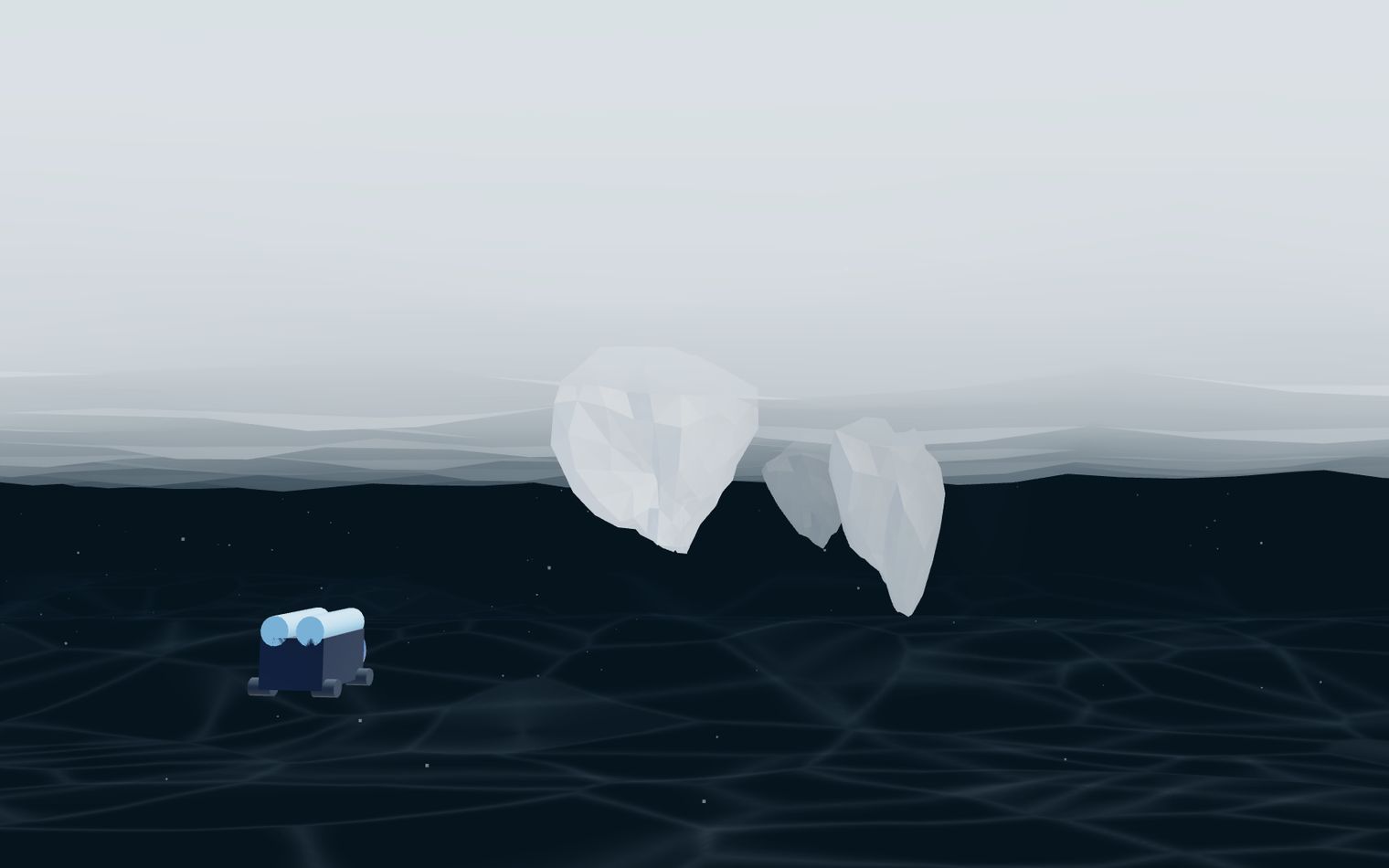 Leviathan cockpit view of the ice environment: same water, different vehicle.