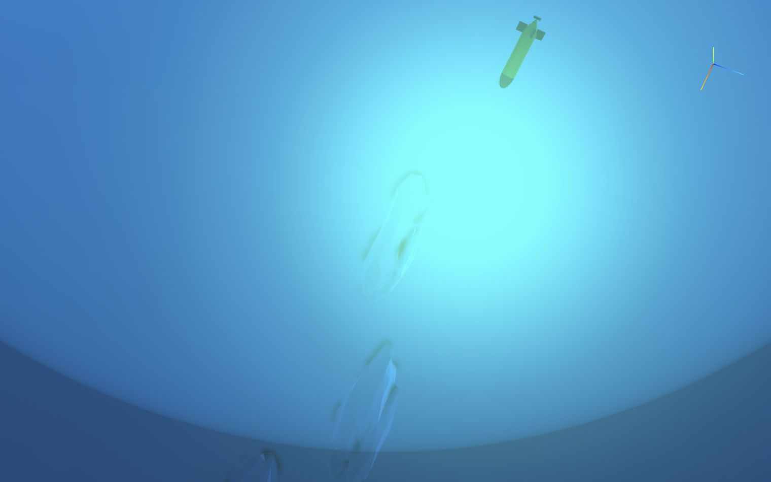 Looking up at the underside of ice from beneath, with a vehicle silhouetted against the light