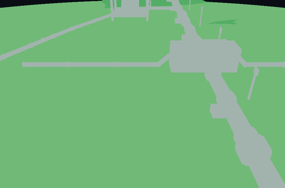 Instance channel: the seabed in green and the whole pipeline structure in one grey colour, because the structure is a single object.